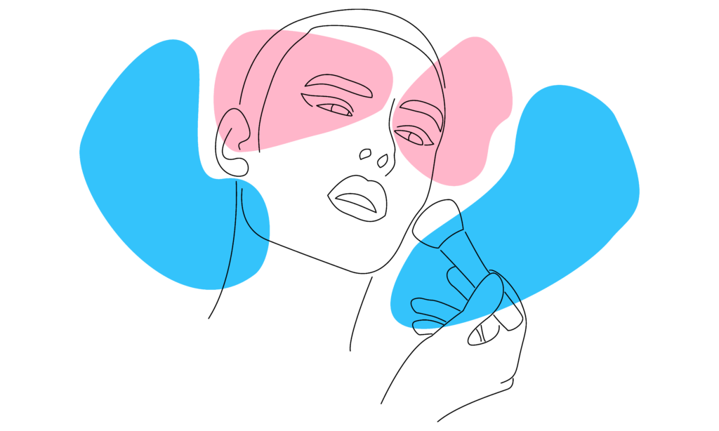 Vector image of a trans person applying make-up