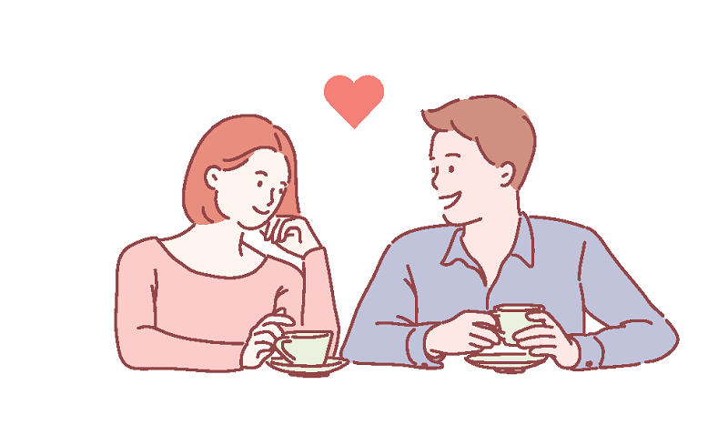 vector art of a woman and man falling in love with each other