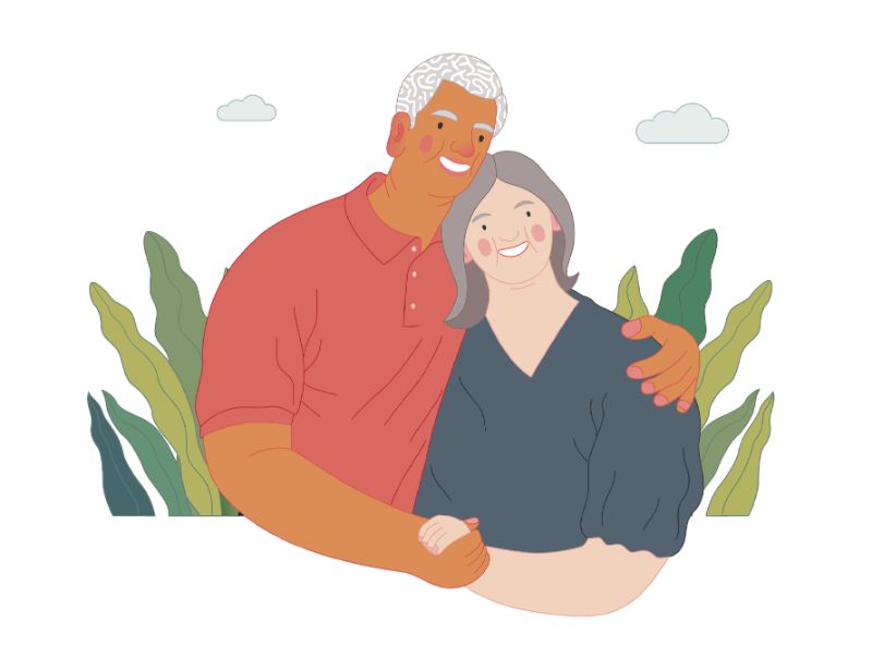 vector art of elderly couple
