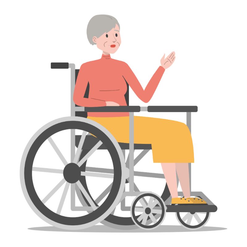 illustration of elderly woman in a wheelchair