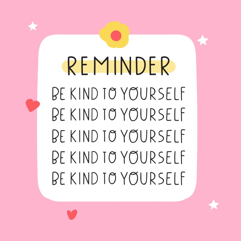 illustrated reminder to be kind to yourself